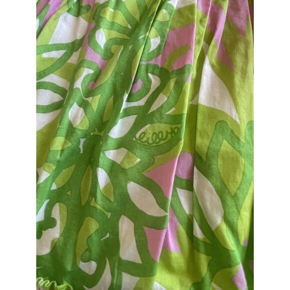 Lilly Pulitzer Women’s Size XS Lime Pink Print Pleated Skirt Elastic Waist - Picture 3 of 11